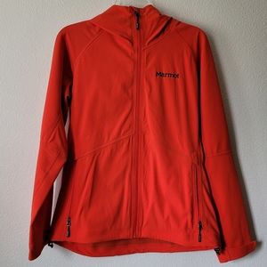 Marmot Alsek Hoody Jacket Red Water Resistant Stretchy Softshell Coat